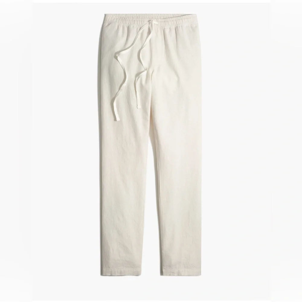 J.Crew Linen-Cotton Drawstring Cream Pant For Women Size 10